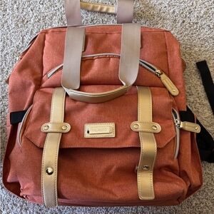 Women’s Rust Laptop Backpack with Tan Accents by